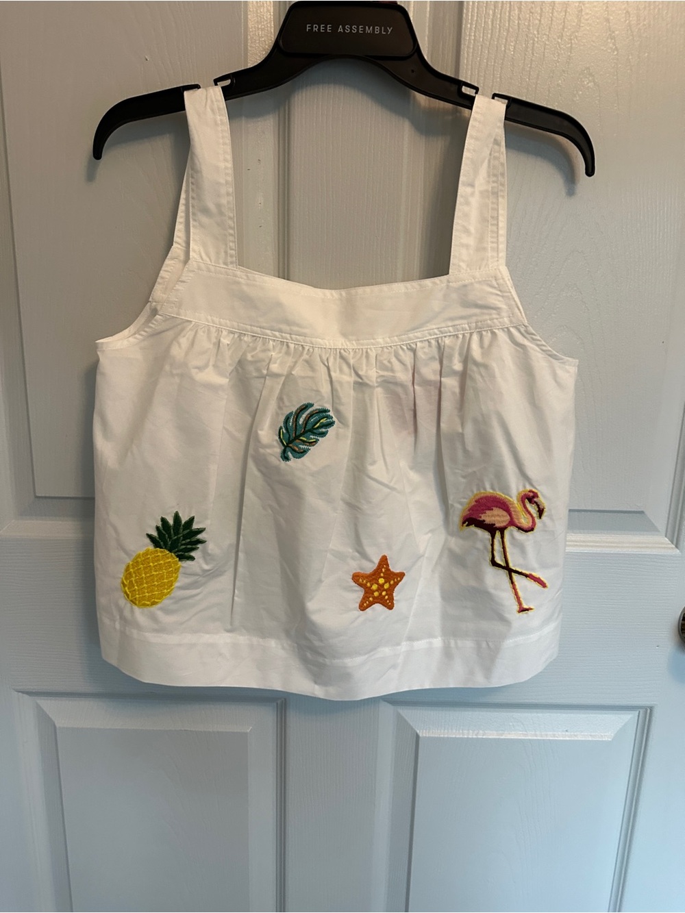Women’s White Embroidered Tropical Camisole Top
